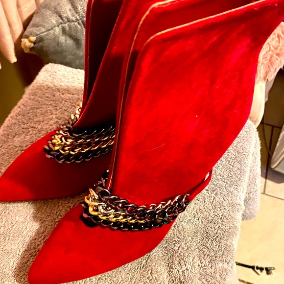 Velvet red dress heels - Picture 4 of 4